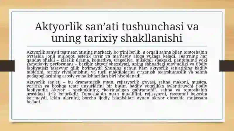 Aktyorlik san’ati maktablari va yo‘nalishlari 4