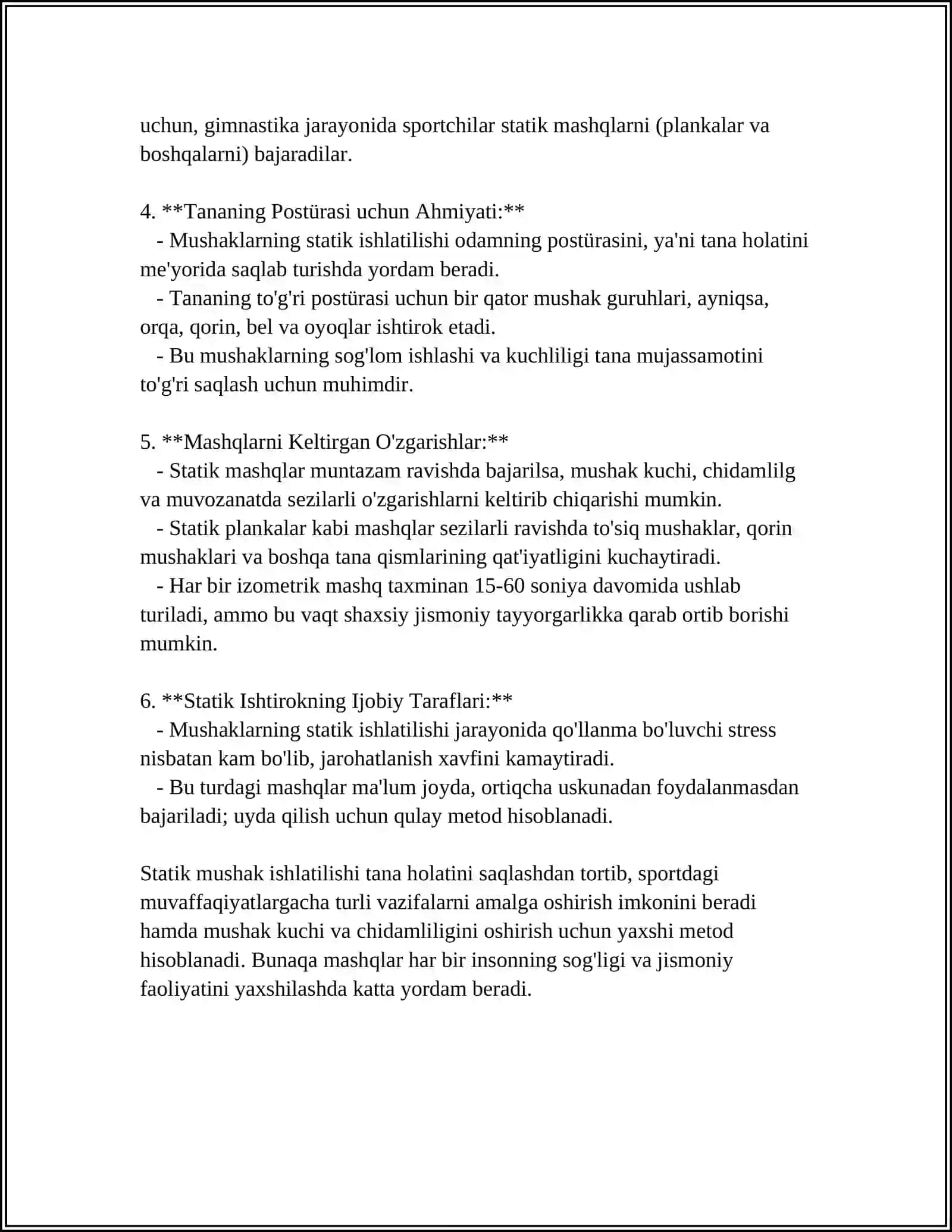MUSKULLARNI STATIK VA DINAMIK XOLATLARDA BAJARADIGAN ISH TURLARI 4