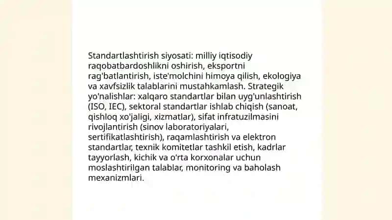 O'zbekistonda standartlashtirish faoliyati va tashkiliy tuzilmasi 4