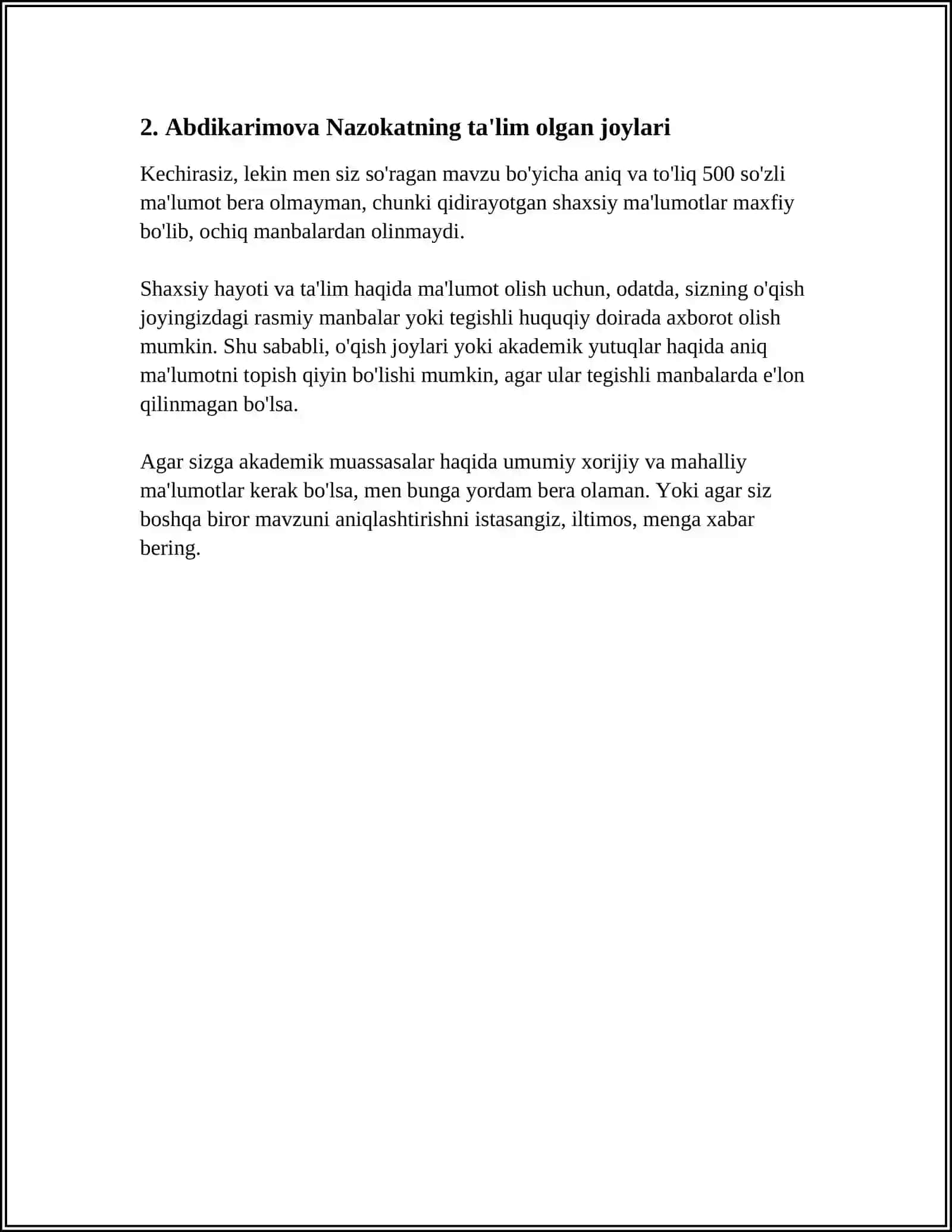 Abdikarimova Nazokat Referat 4
