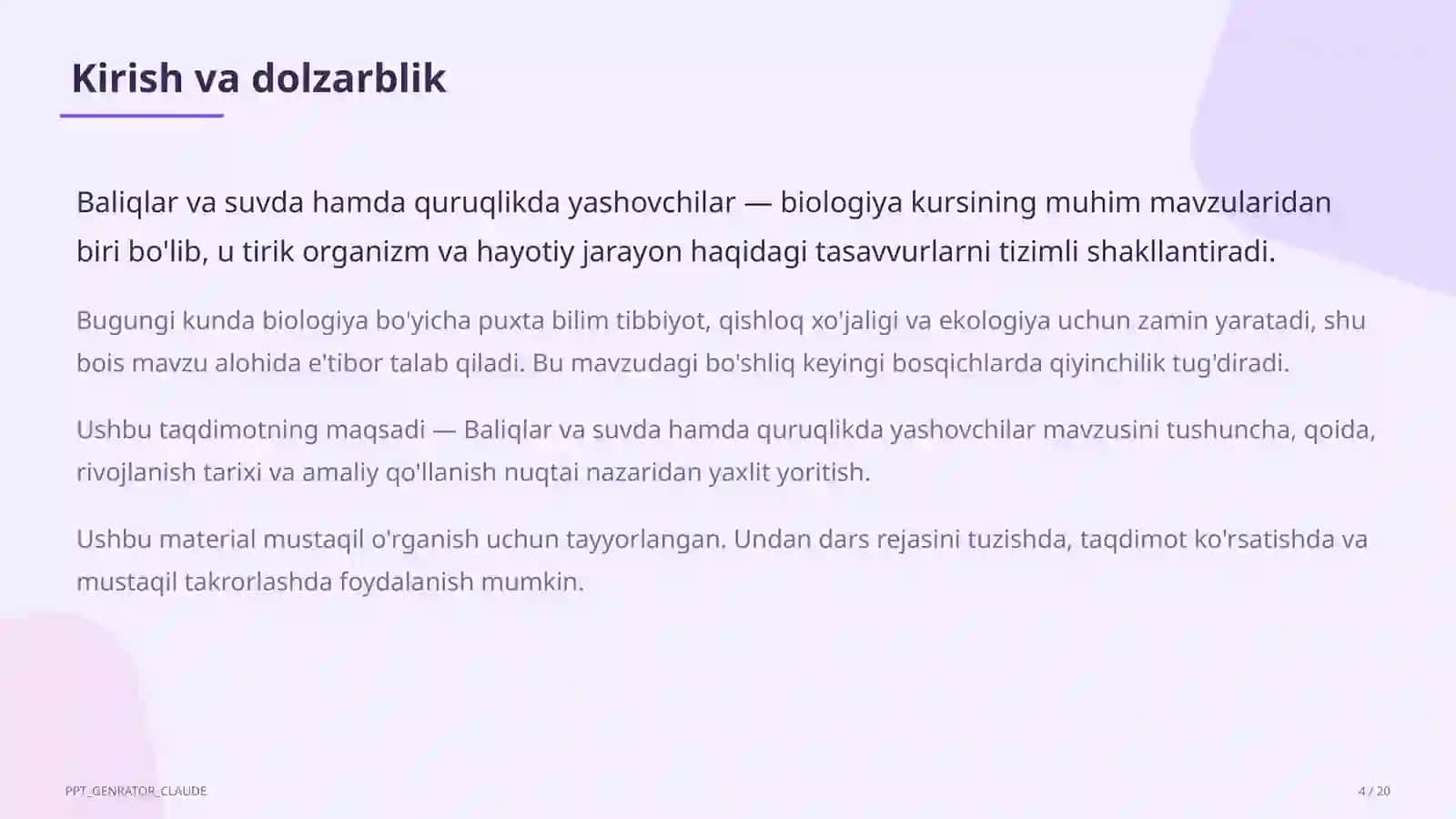 Baliqlar va suvda hamda quruqlikda yashovchilar (7-sinf) 4
