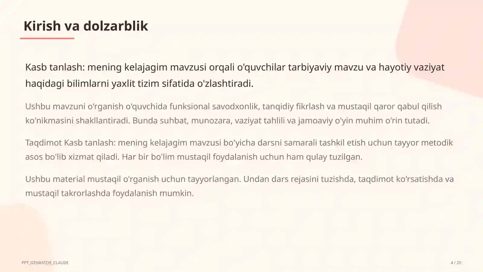 Sinf soati va tarbiyaviy tadbirlar 4