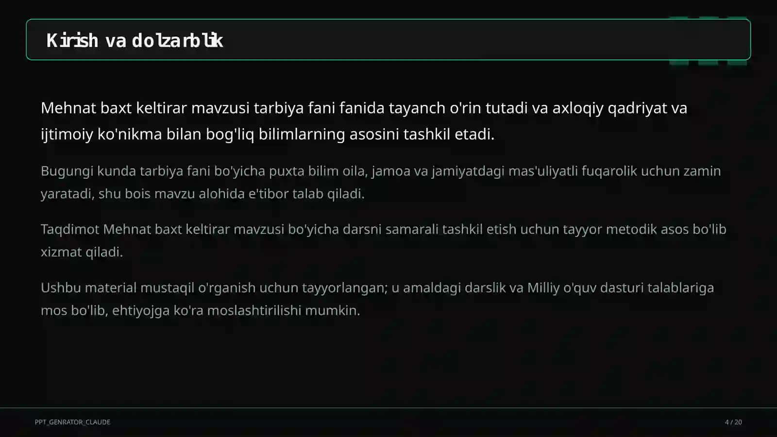 Mehnat baxt keltirar (3-sinf) 4