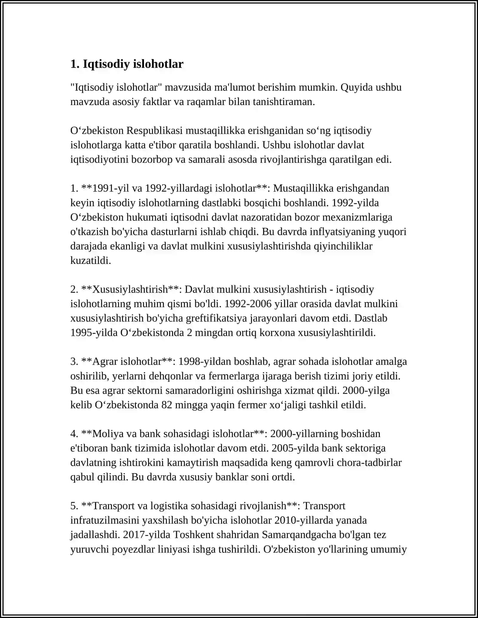 Iqtisodiy islohotlar 4