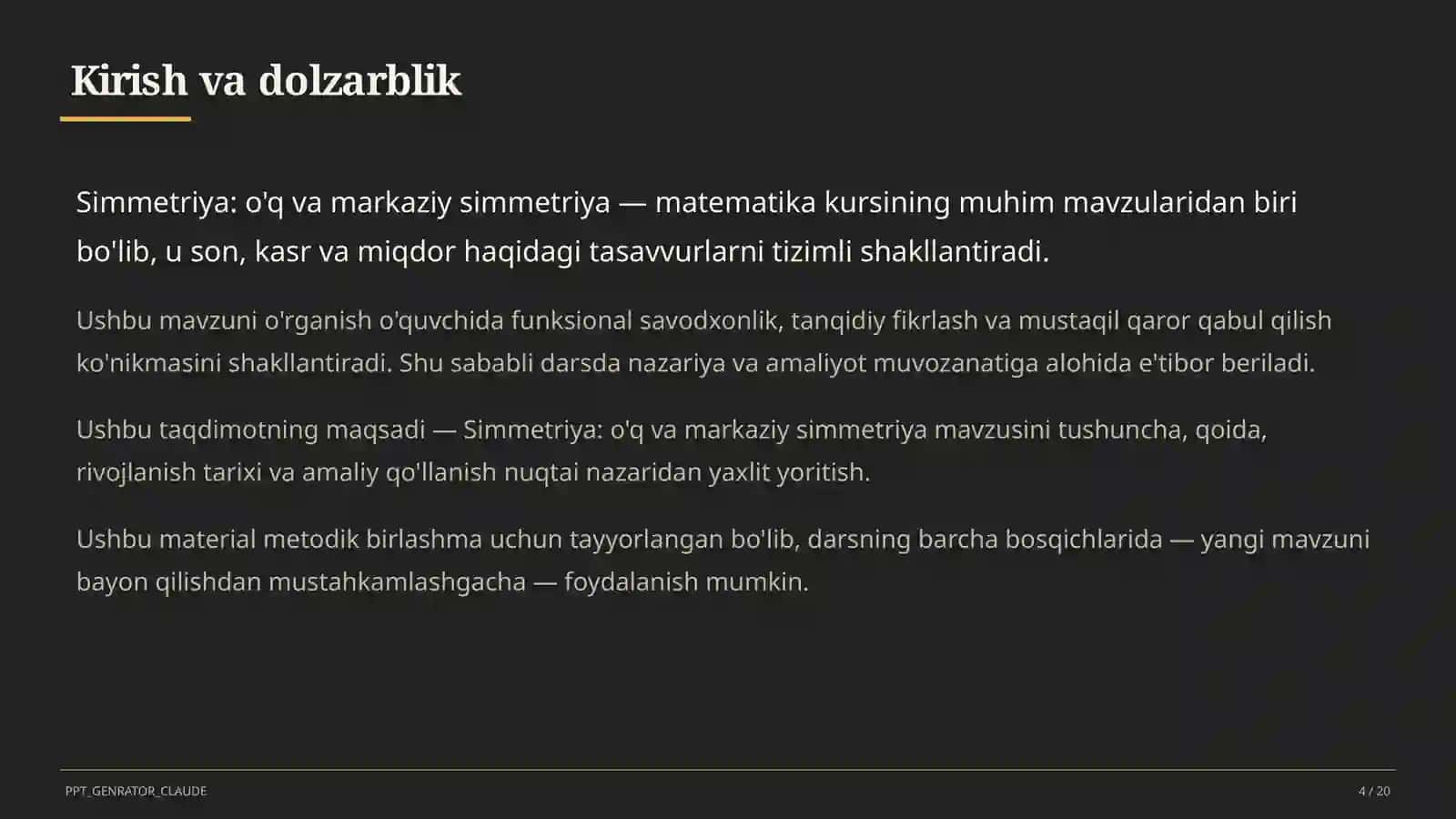 Simmetriya: o'q va markaziy simmetriya (6-sinf) 4