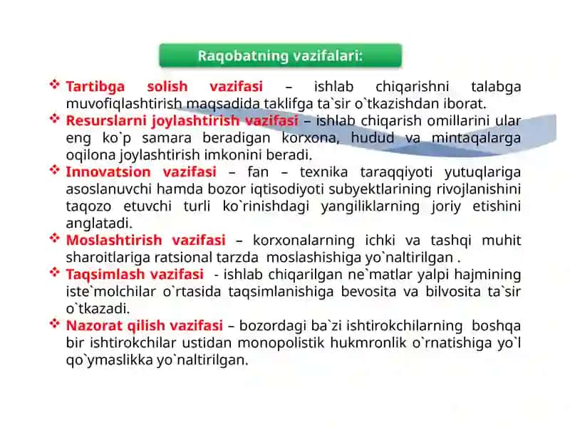 Raqobatning mohiyati, shakllari va usullari 4