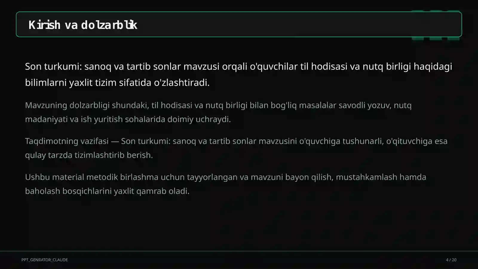Son turkumi: sanoq va tartib sonlar (6-sinf) 4
