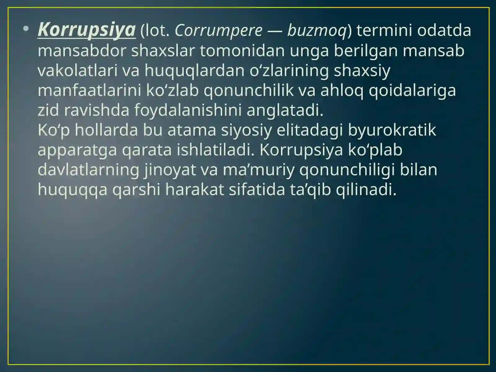 Korrupsiya tushunchasining ma’nosi va rivojlanish ta’rixi 4