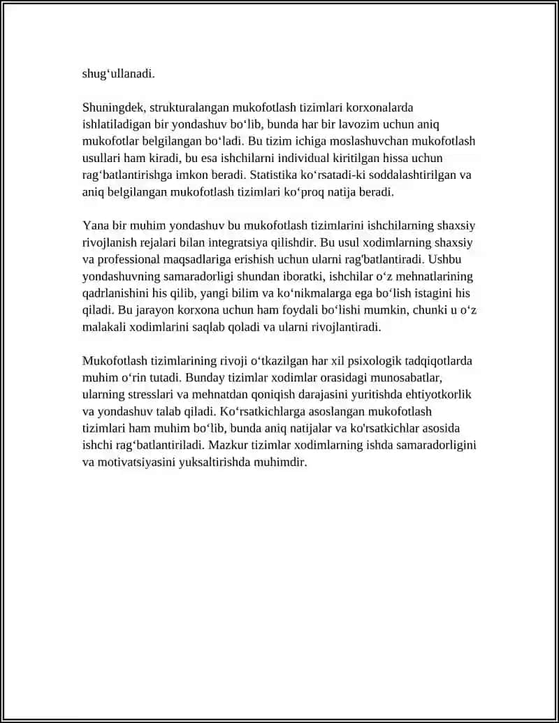 KORXONALARDA QOʻLLANILAYOTGAN MUKOFOTLASH TIZIMINING TAHLILI VA UNI TAKOMILLASHTIRISH 4