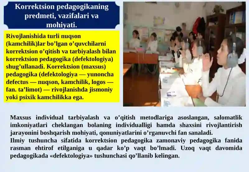 KORRЕKSION PЕDAGOGIKANING PRЕDMЕT, MAQSAD VA VAZIFALARI.ANOMAL BOLALAR BILAN OLIB BORILADIGAN KORRЕKSION- PЕDAGOGIK ISHLAR 4