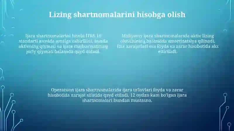 Lizing xizmatlarini ko'rsatuvchi subyekt-larda buxgalteriya hisobi 4