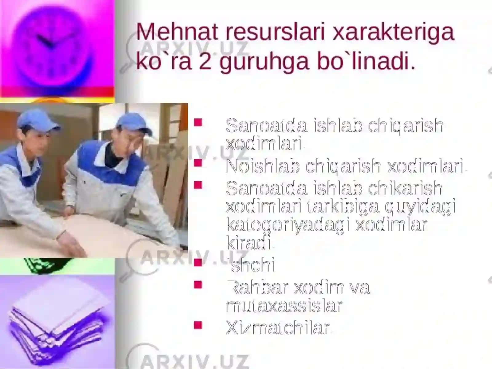 Korxonada mehnat resurslaridan foydalanish. 4