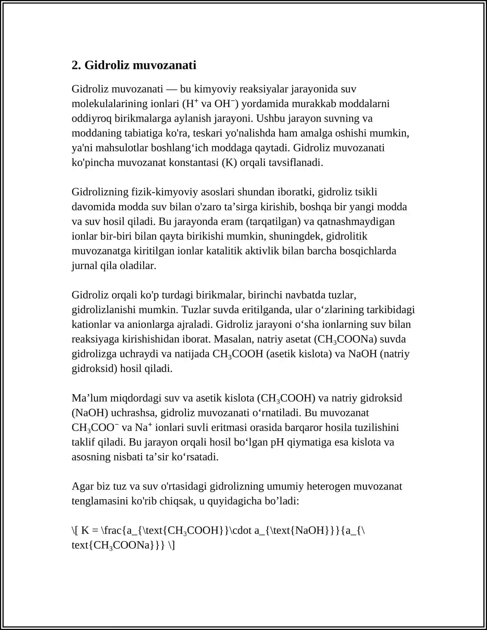 MUSTAQIL ISH Mavzu: GIDROLIZDAGI ALOHIDA XOLATLAR 4