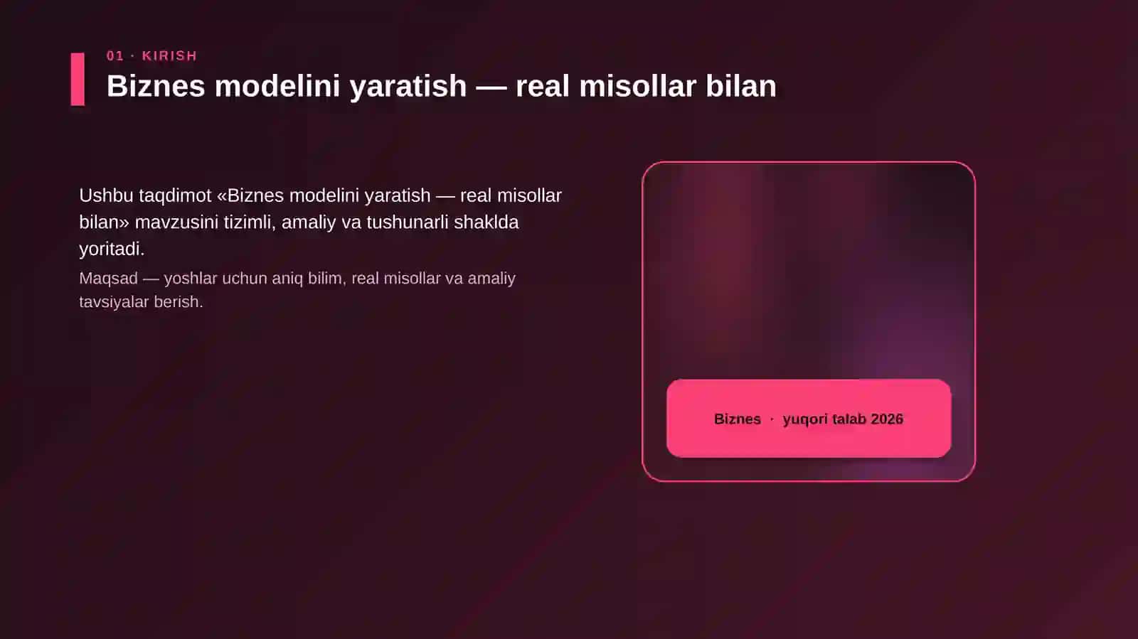 Biznes modelini yaratish — real misollar bilan 4