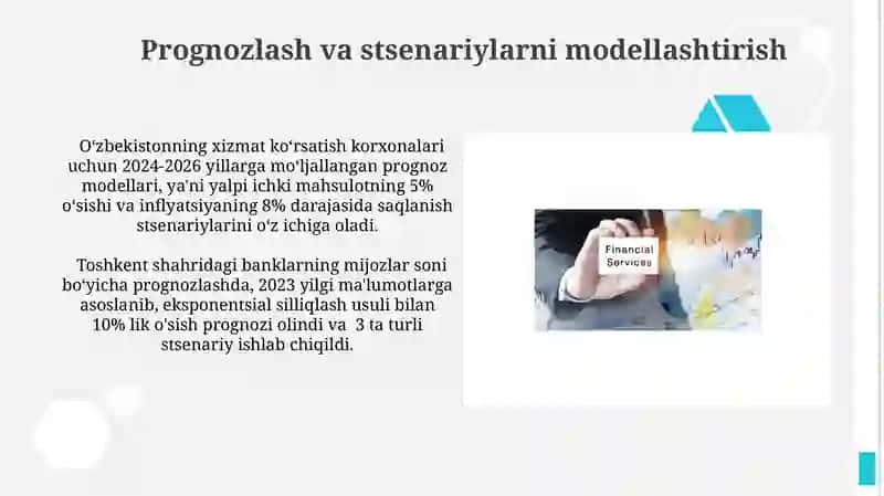 Xizmat koʻrsatish korxonalari faoliyai ko'rsatkichlarini ekonometrik modellashtirish 4