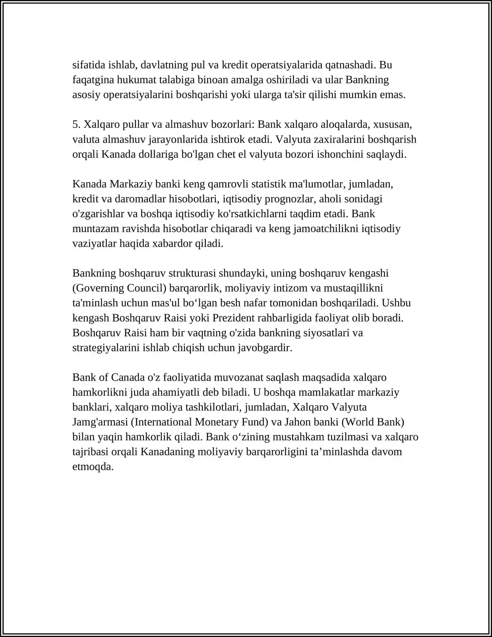 KANADA PUL KREDITI VA MONETAR SIYOSATI TAHLILI 4
