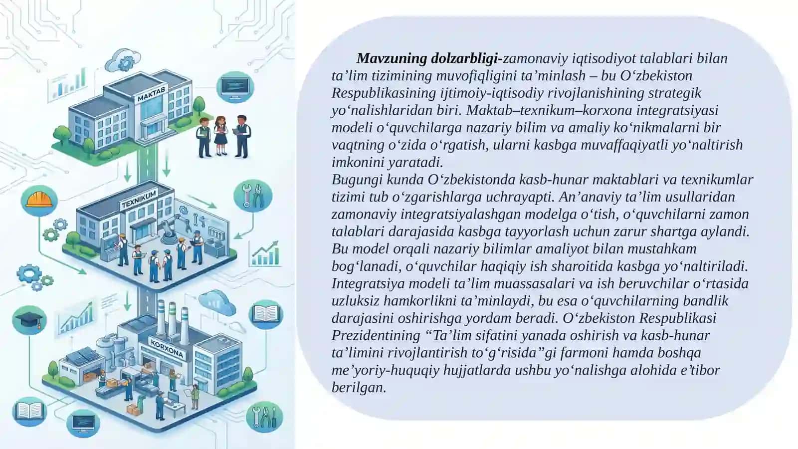 Maktab–texnikum–korxona integratsiyasi asosida o‘quvchilarni kasbga yo‘naltirishning uzluksiz modeli 4