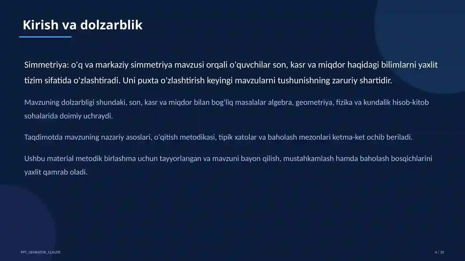 Simmetriya: o'q va markaziy simmetriya (6-sinf) 4