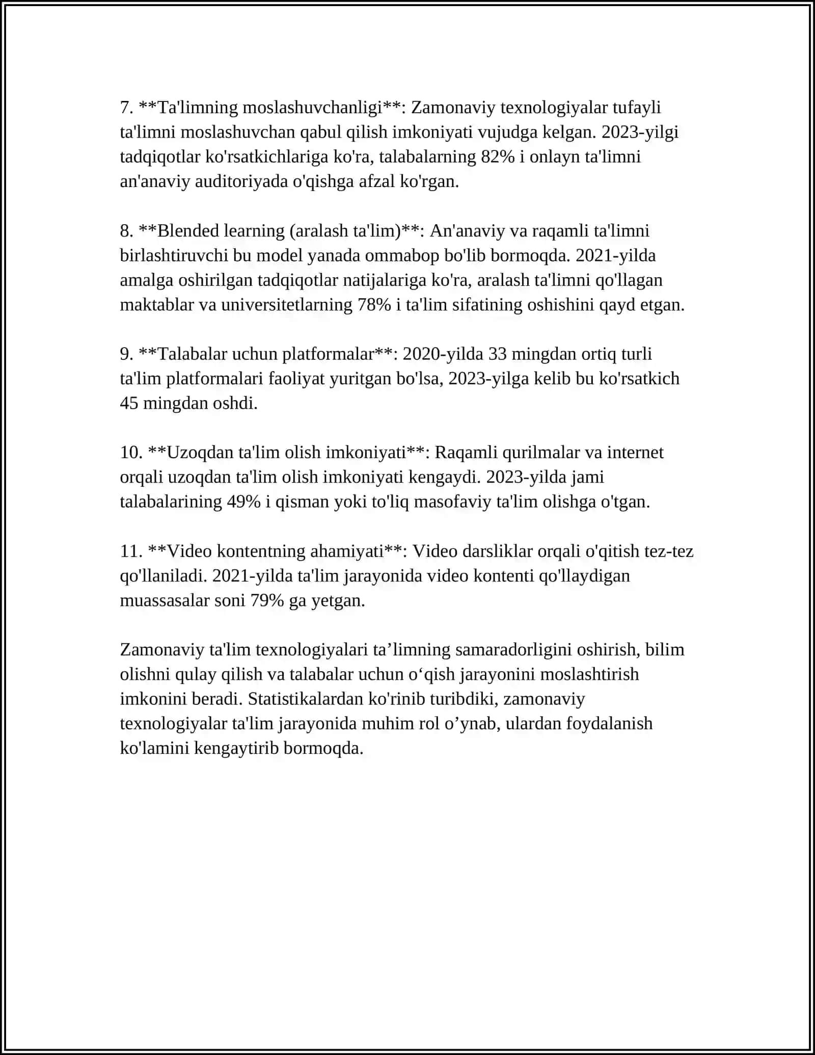 ZAMONAVIY DARS KOMBINATSIYASI. ZAMONAVIY OʻQUV MASHGʻULOT TEXNIKASI 4