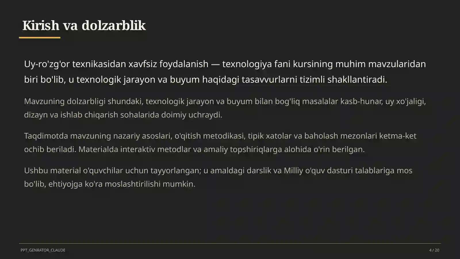 Uy-ro'zg'or texnikasidan xavfsiz foydalanish (7-sinf) 4