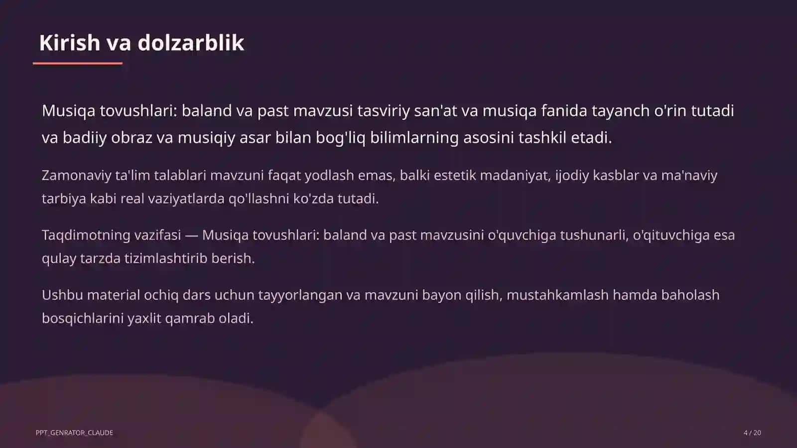 Musiqa tovushlari: baland va past (1-sinf) 4