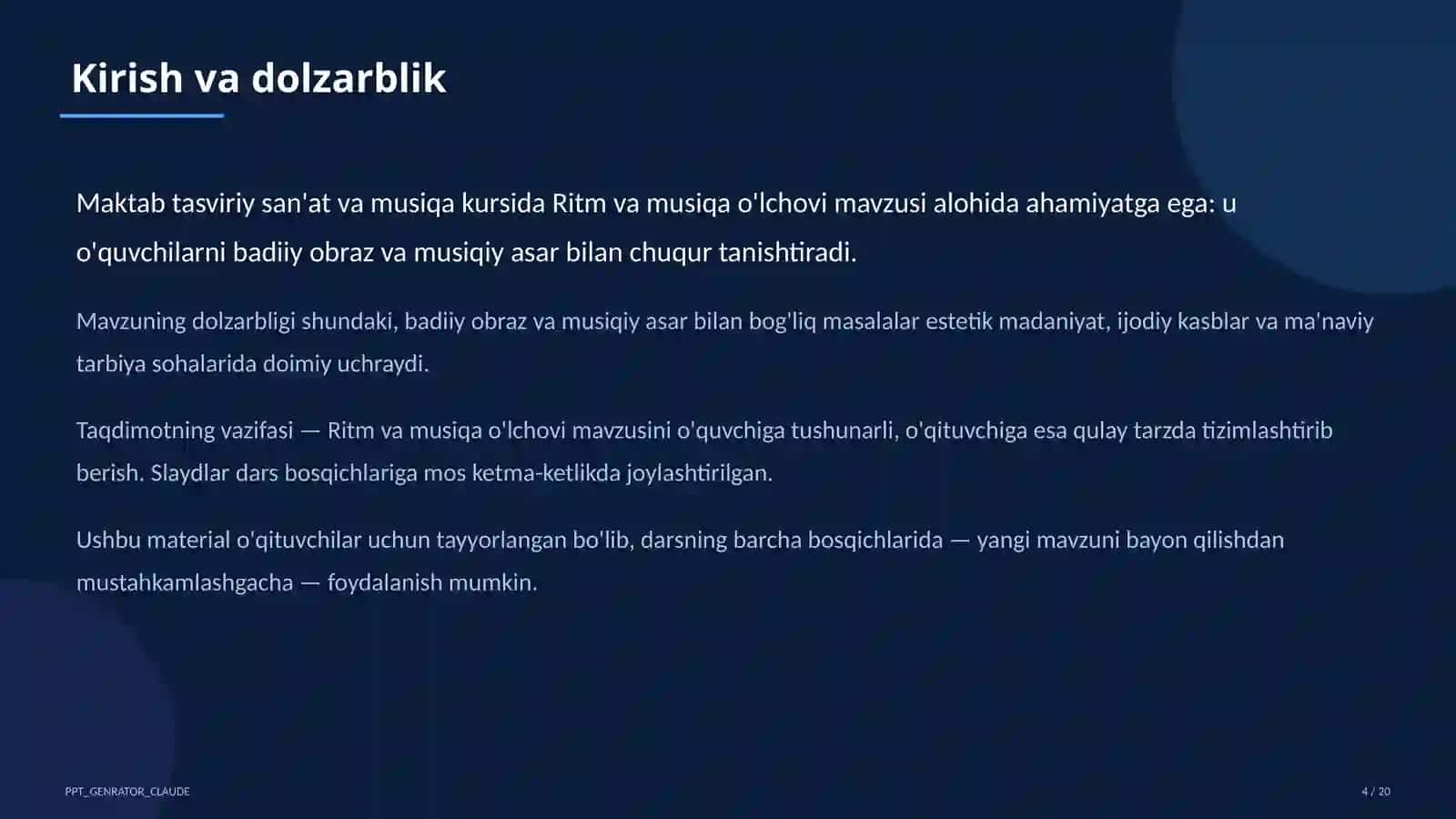 Ritm va musiqa o'lchovi (3-sinf) 4