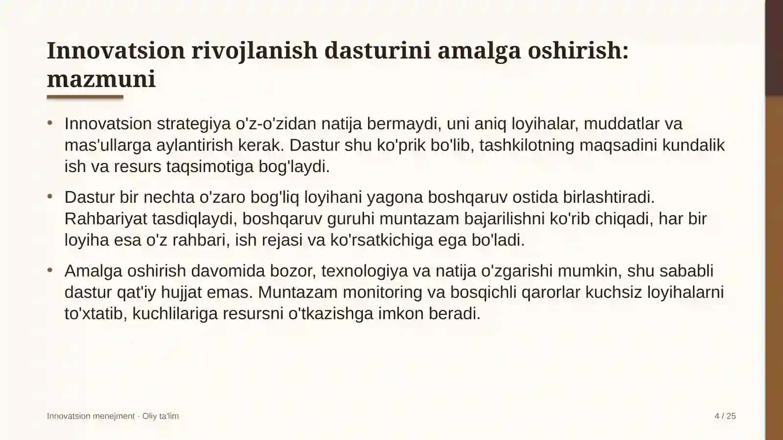 Innovatsion menejment · Oliy ta'lim 4