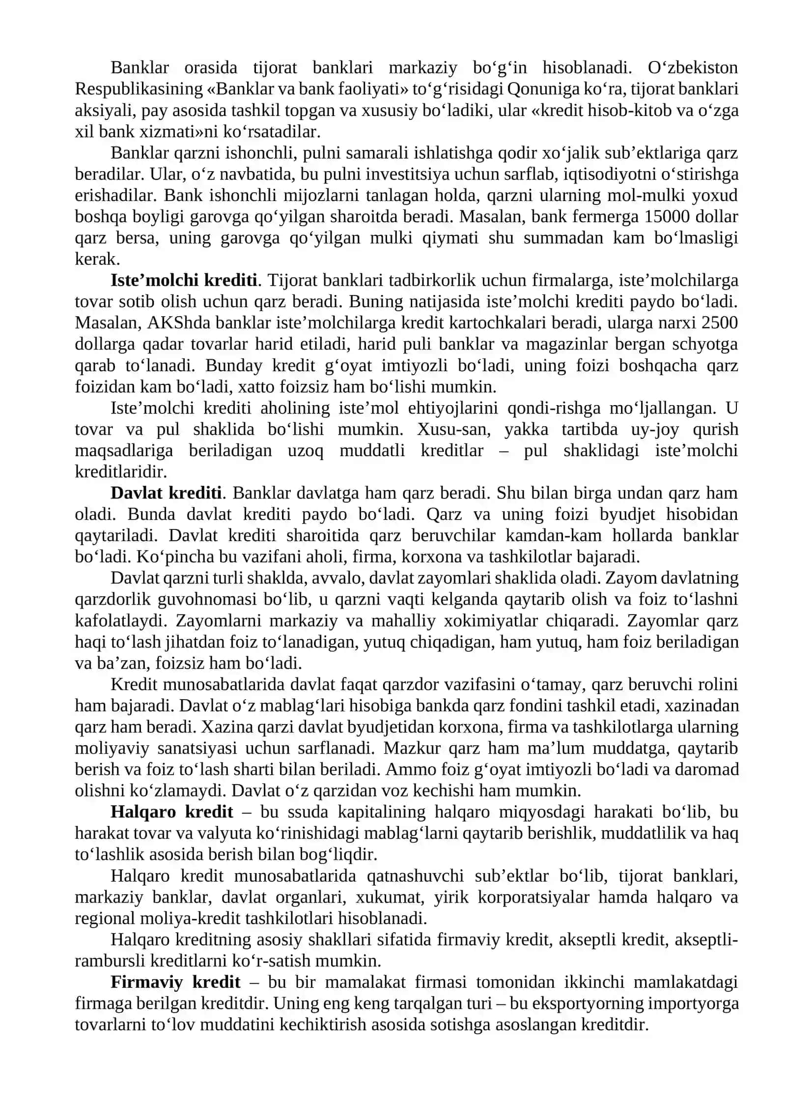 Kichik biznes va tadbirkorlikni kredit bilan ta’minlash shakllari 4