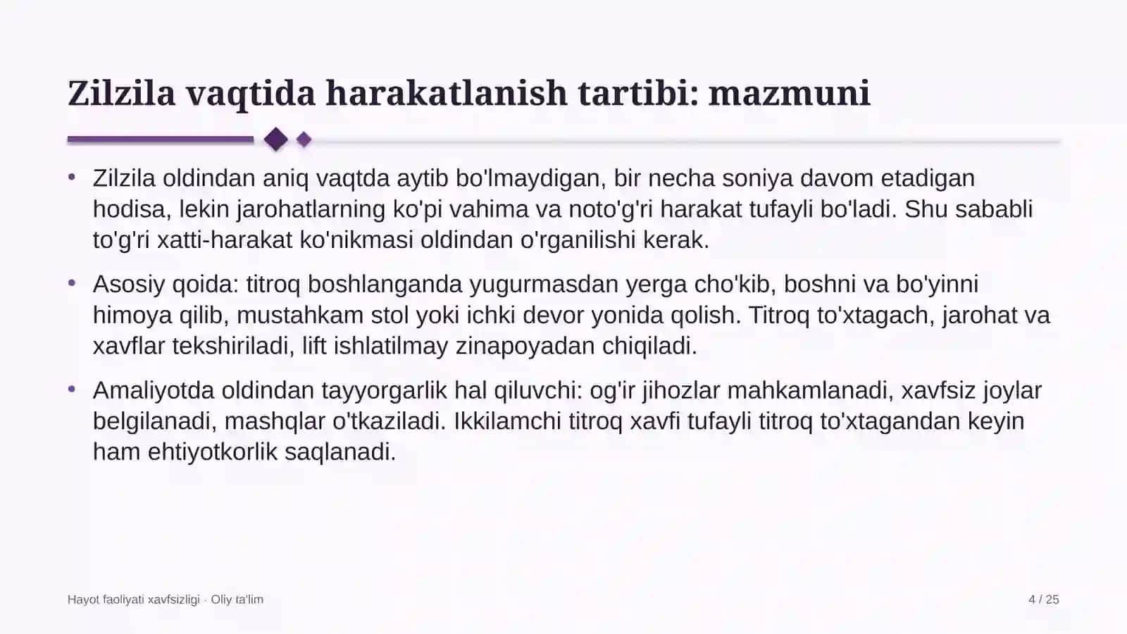 dasturiy ta'minotni testlash sohasida zilzila vaqtida harakatlanish tartibi 5230 4