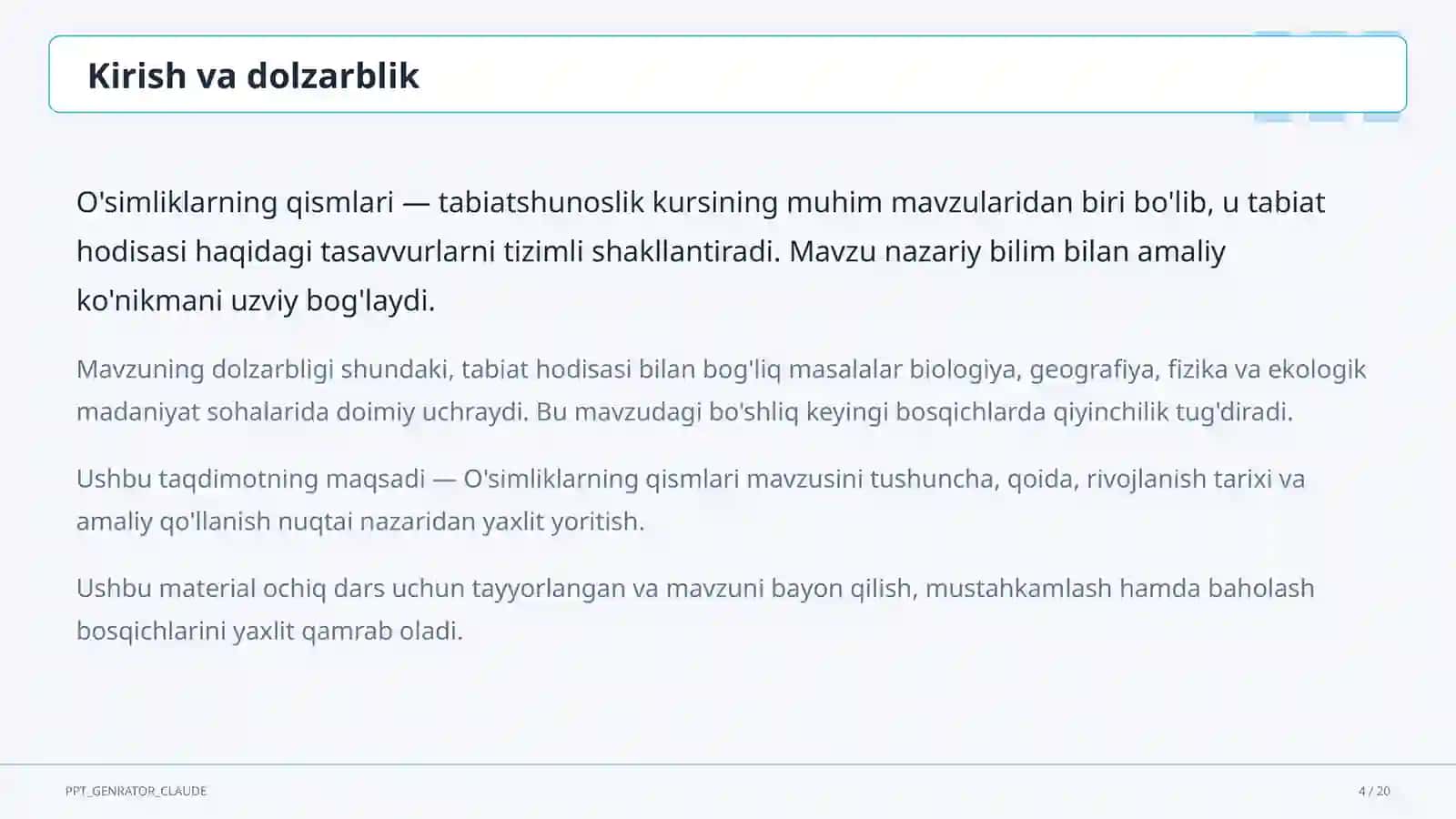 O'simliklarning qismlari (2-sinf) 4