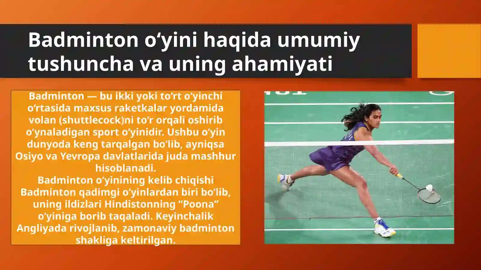 Badminton oʻyinida uchraydigan holat va harakatlarga oʻrgatish 4