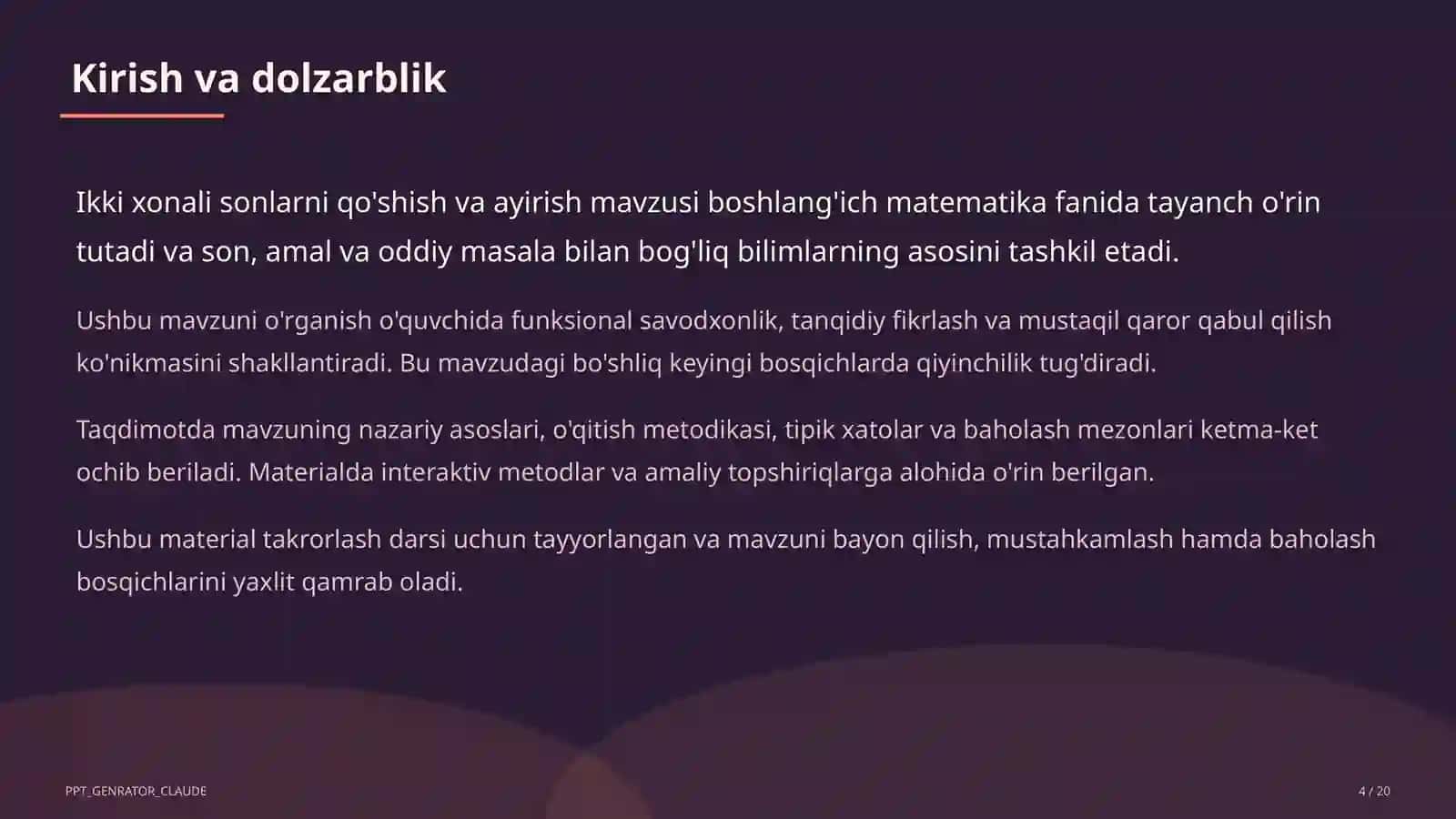 Ikki xonali sonlarni qo'shish va ayirish (2-sinf) 4