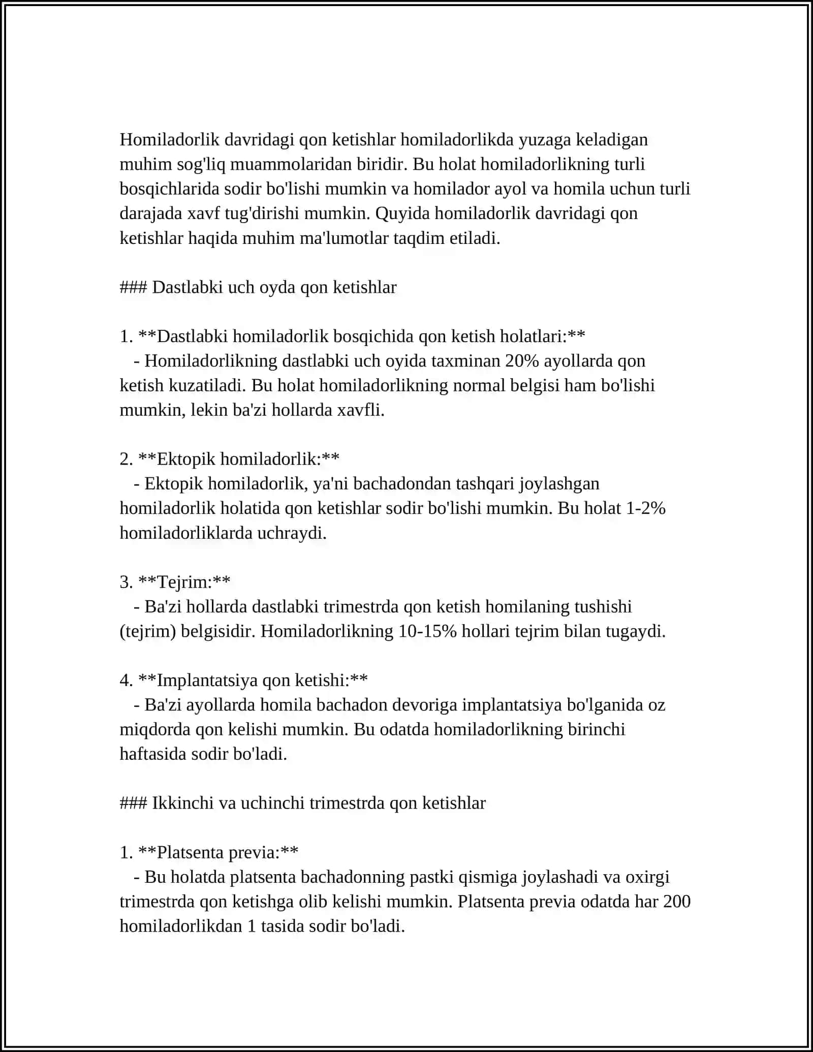 AKUSHERLIK QON KETISHLAR VA ULARDA SHIFOKORGACHA BOʻLGAN YORDAM 4