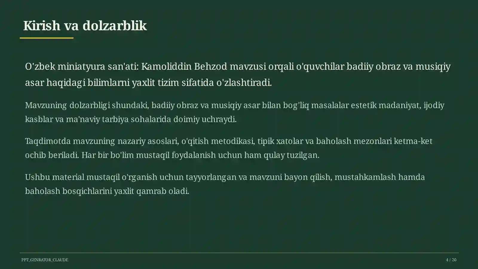 O'zbek miniatyura san'ati: Kamoliddin Behzod (5-sinf) 4