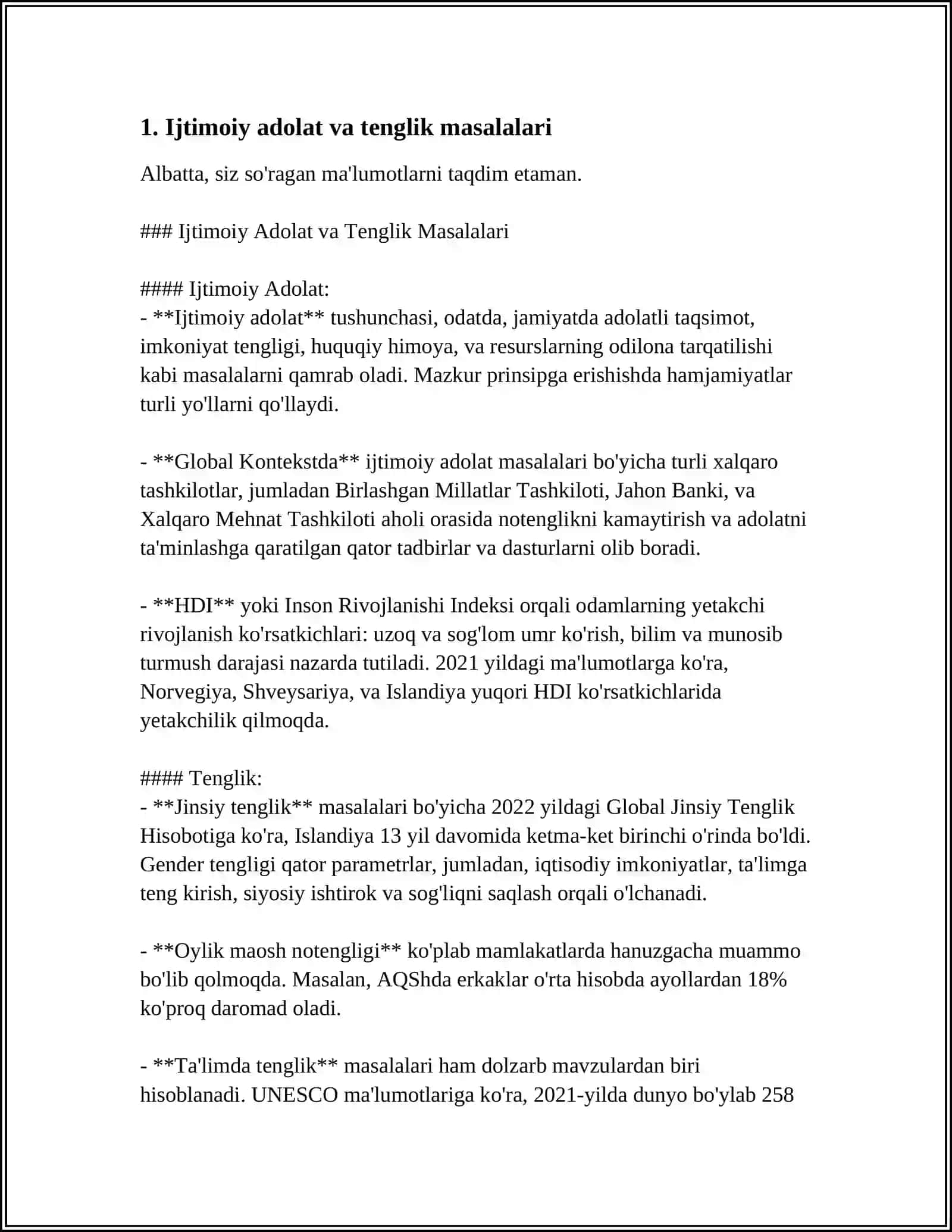 Ijtimoiy Adolat va Tenglik Masalalari 4