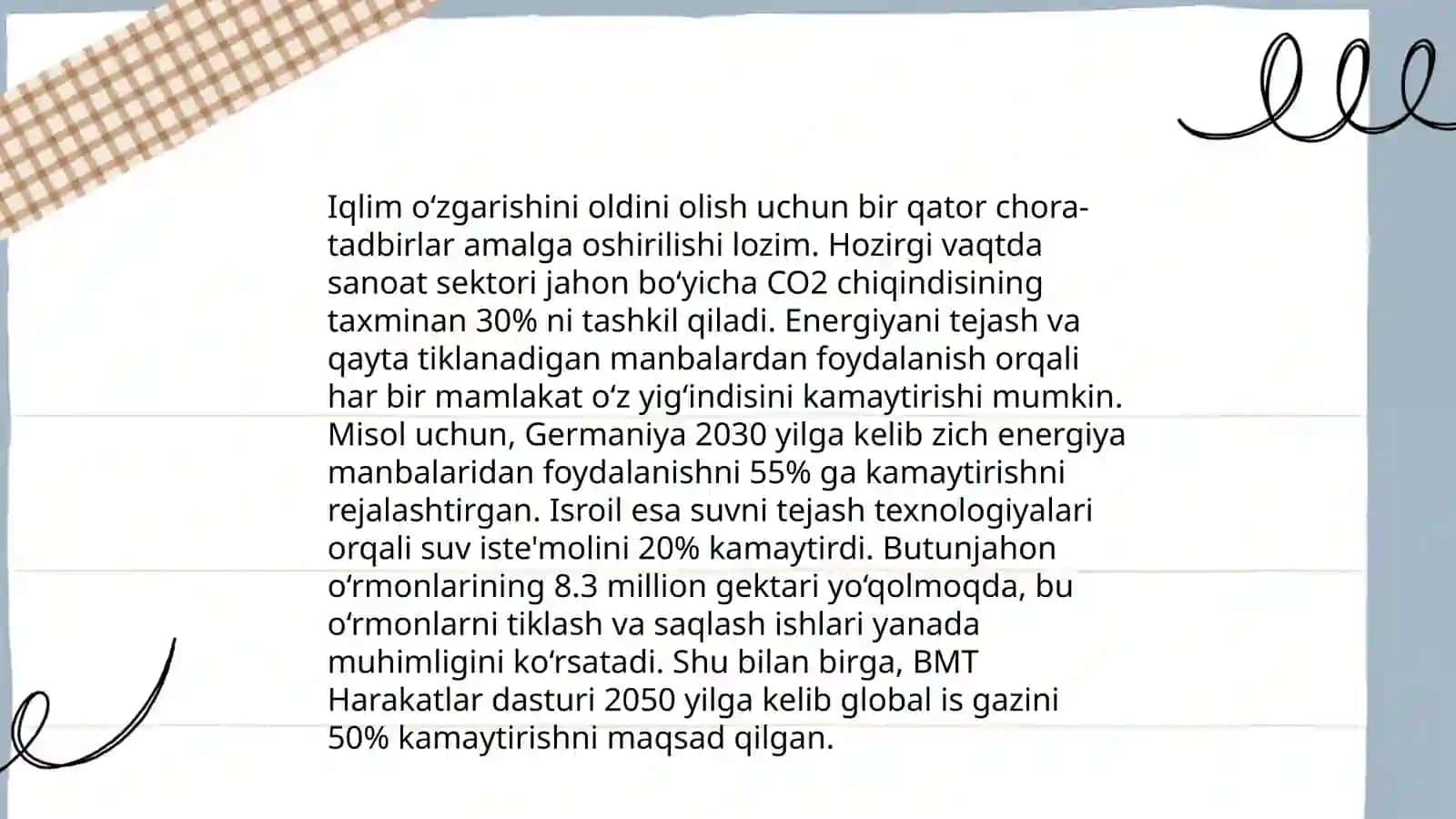 Antropogen omillarning biosferaga salbiy taʼsirini kamaytiramiz 4