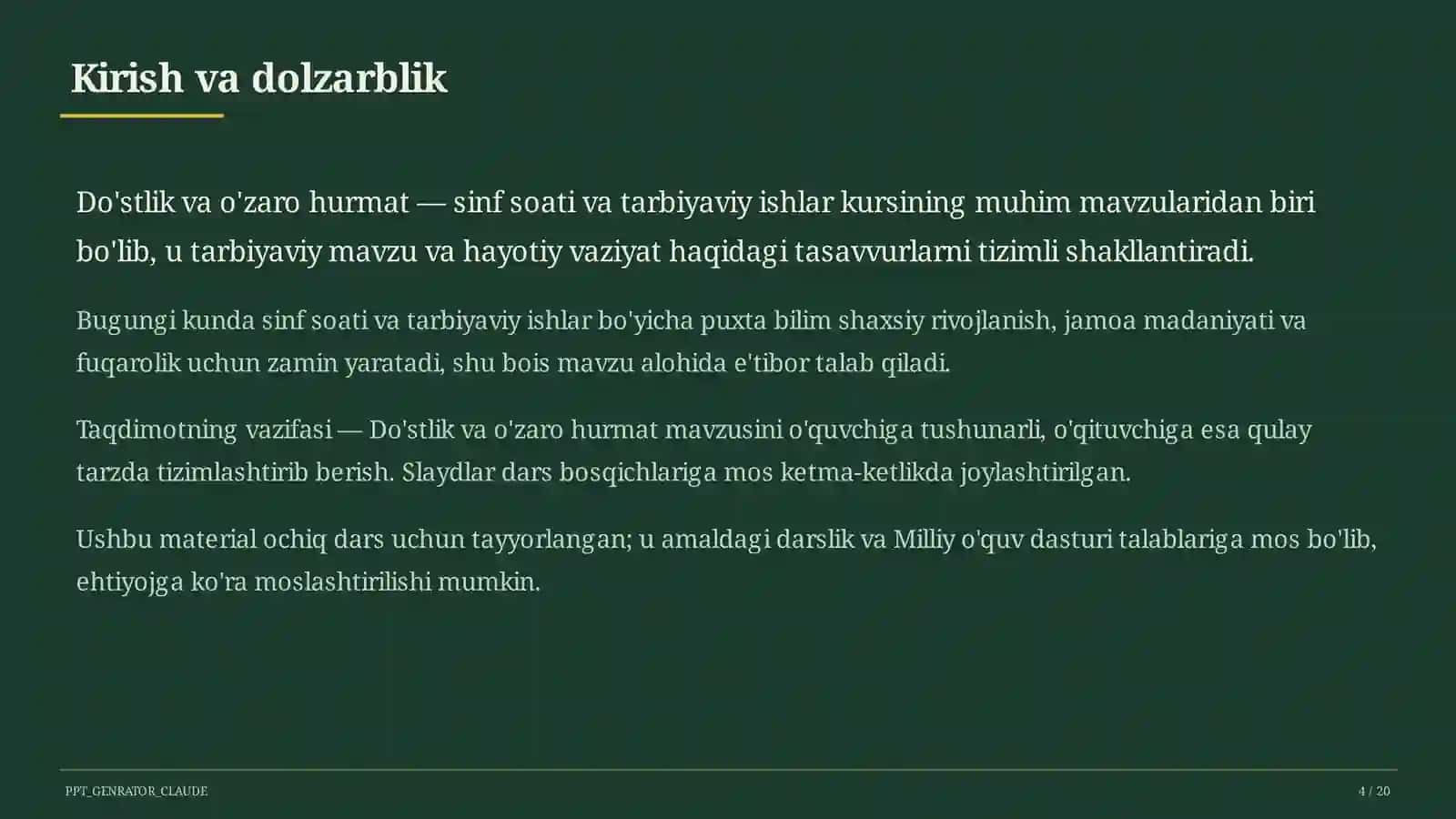Do'stlik va o'zaro hurmat 4