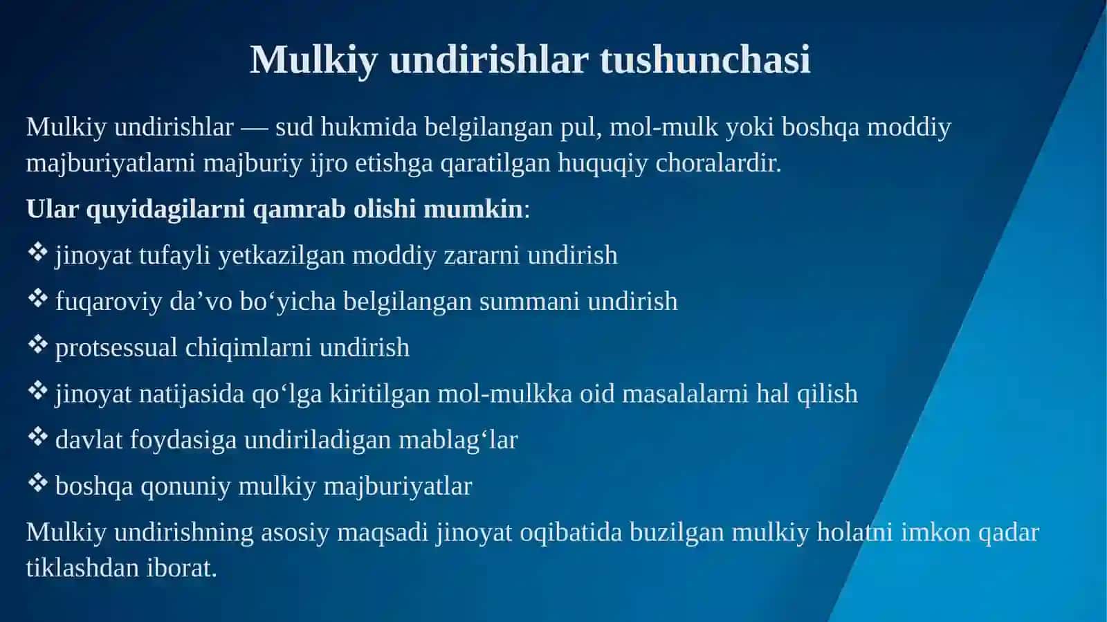HUKMNING MULKIY UNDIRISHLAR TO‘G‘RISIDAGI QISMI IJROSINI TA’MINLASH 4
