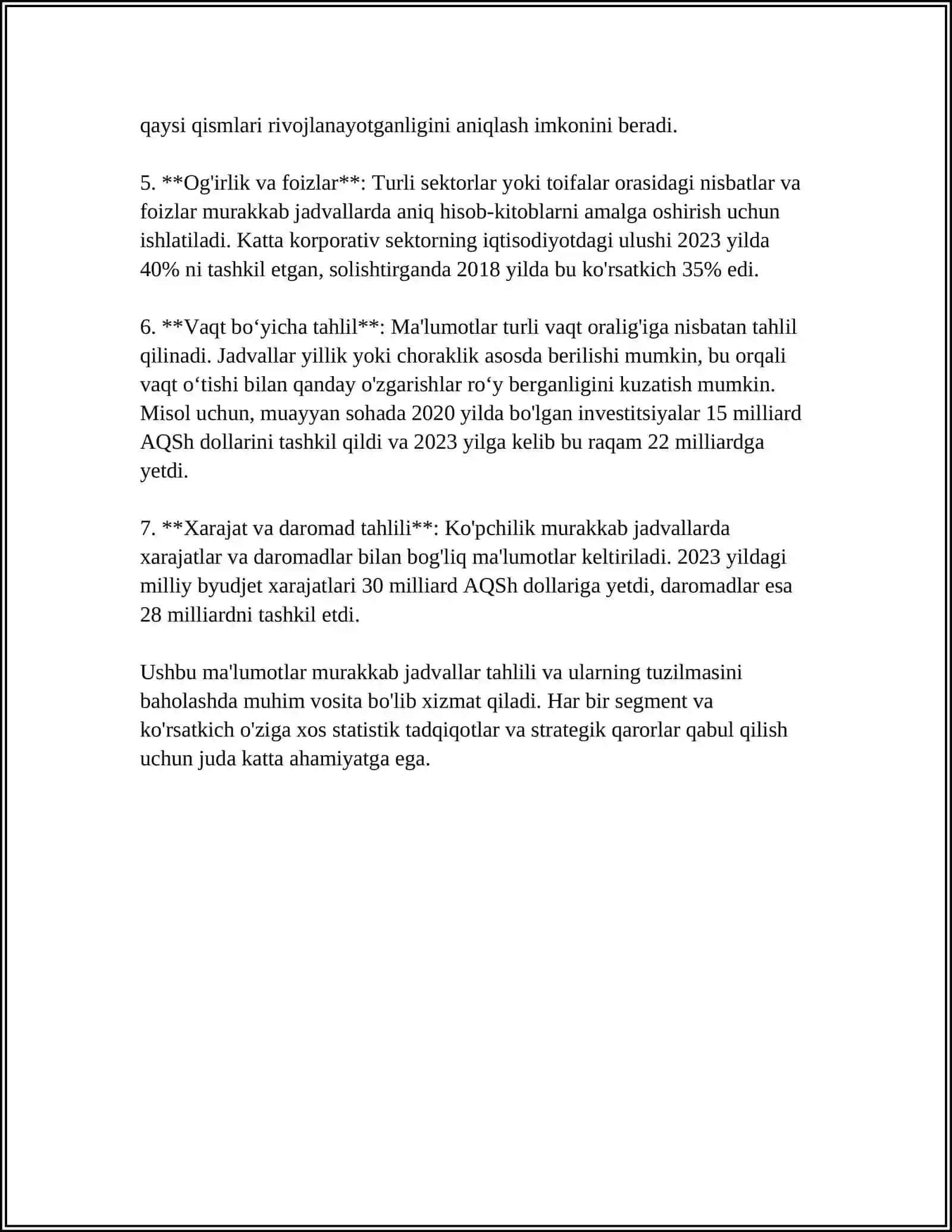 HUJJATLARDAMURAKKAB JADVALLAR BILAN ISHLASH 4