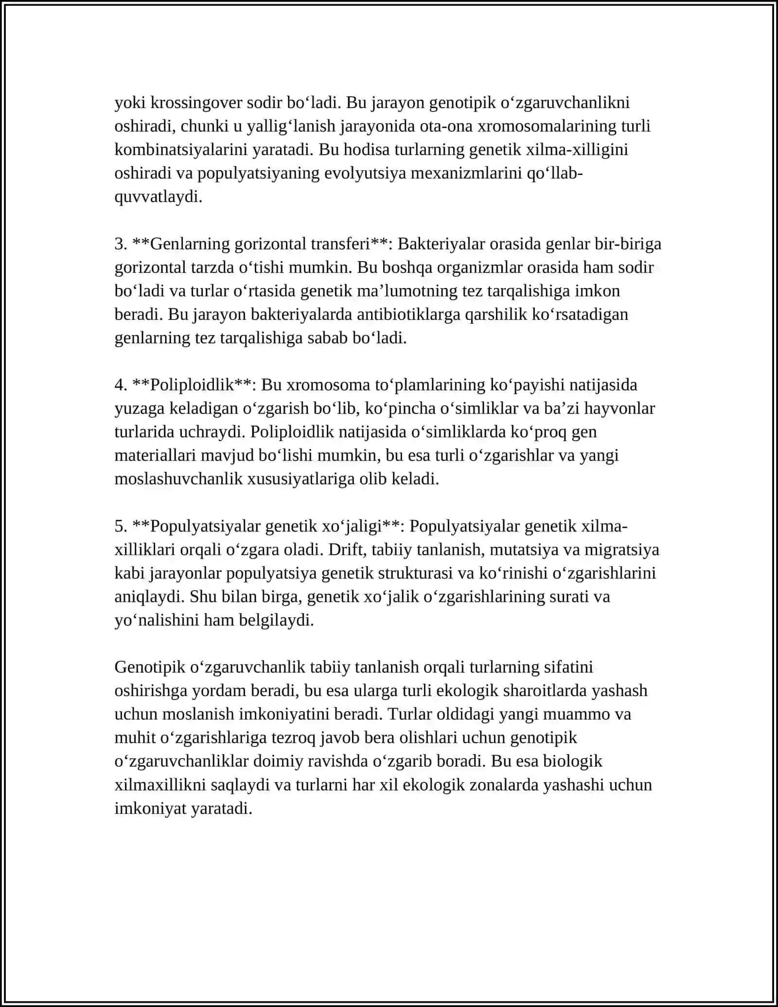GENOTIPIK OʻZGARUVCHANLIK TURLARI 4