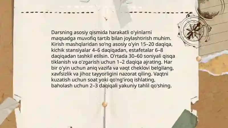 Harakatli o'yinlarni tashkil qilish va o'tkazish 4