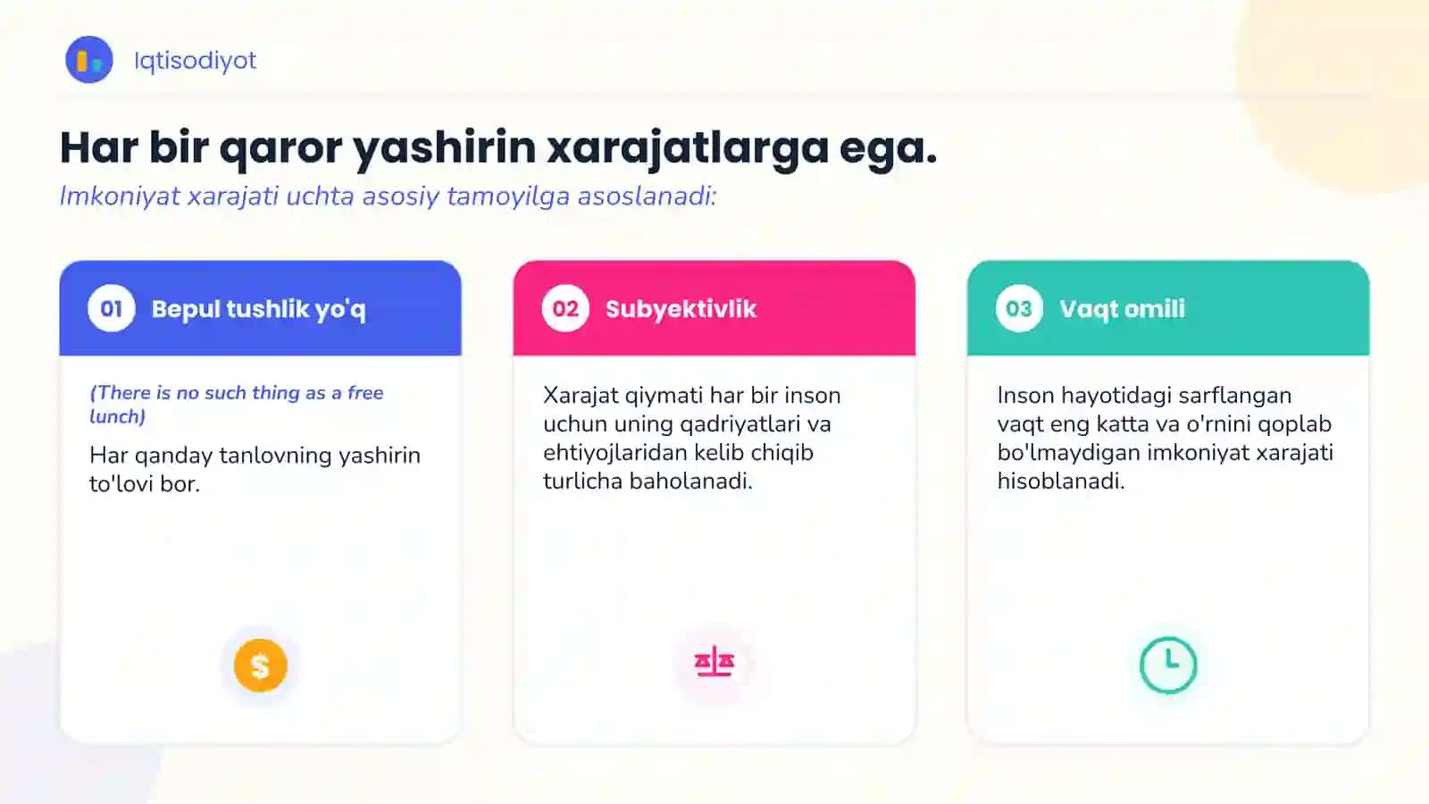 Iqtisodiy Tanlov va Imkoniyat Xarajati 4