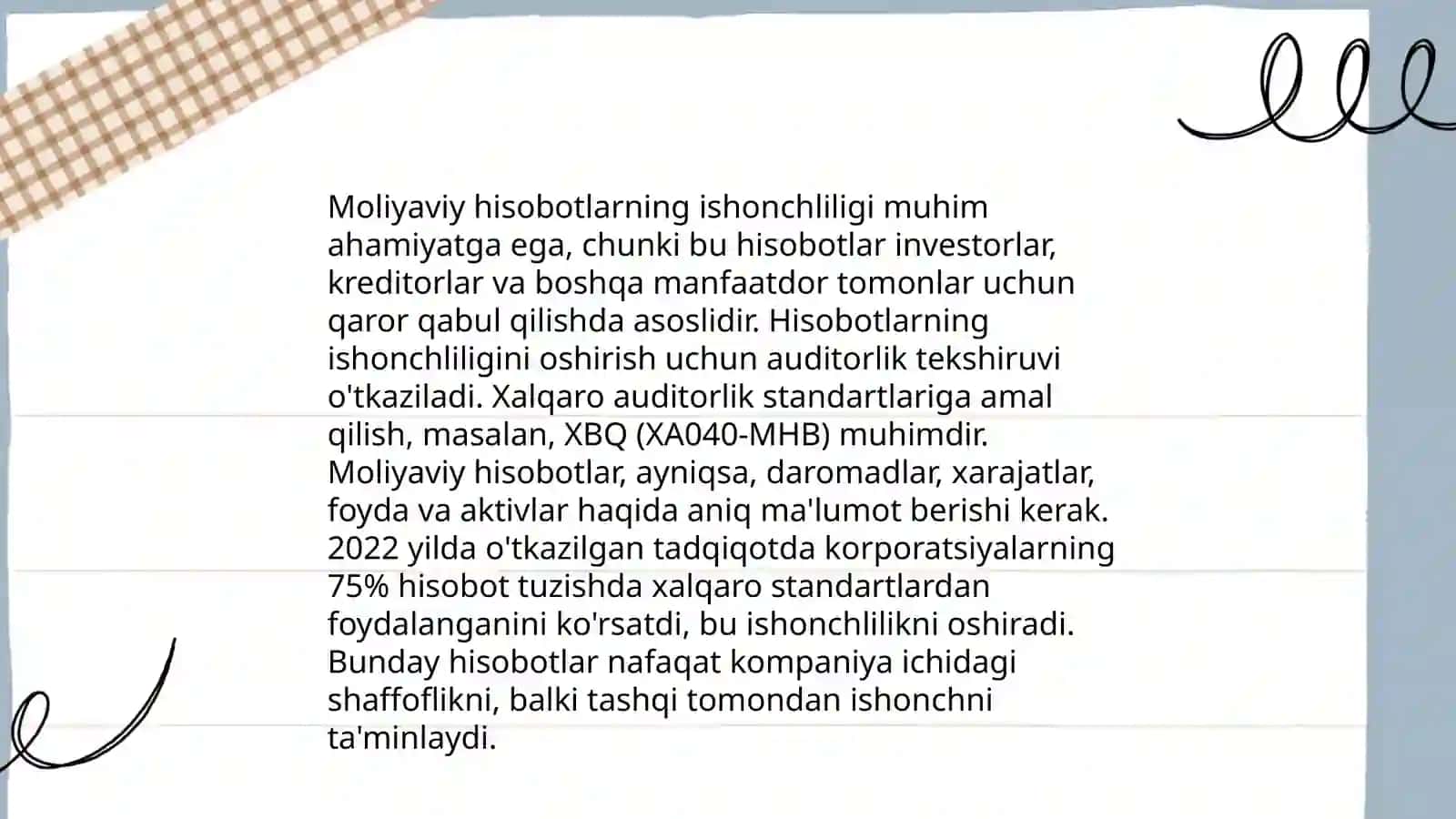 Balansga qo yiladigan asosiy talablar va ularni auditning xalqaro standartlariga muvofiq tekshirish xususiyatlari 4