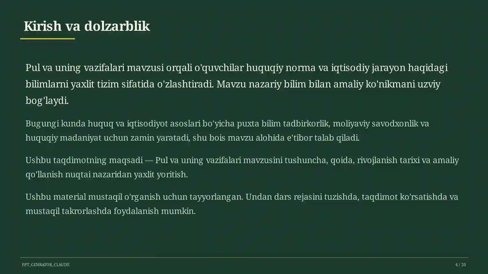 Pul va uning vazifalari (9-sinf) 4