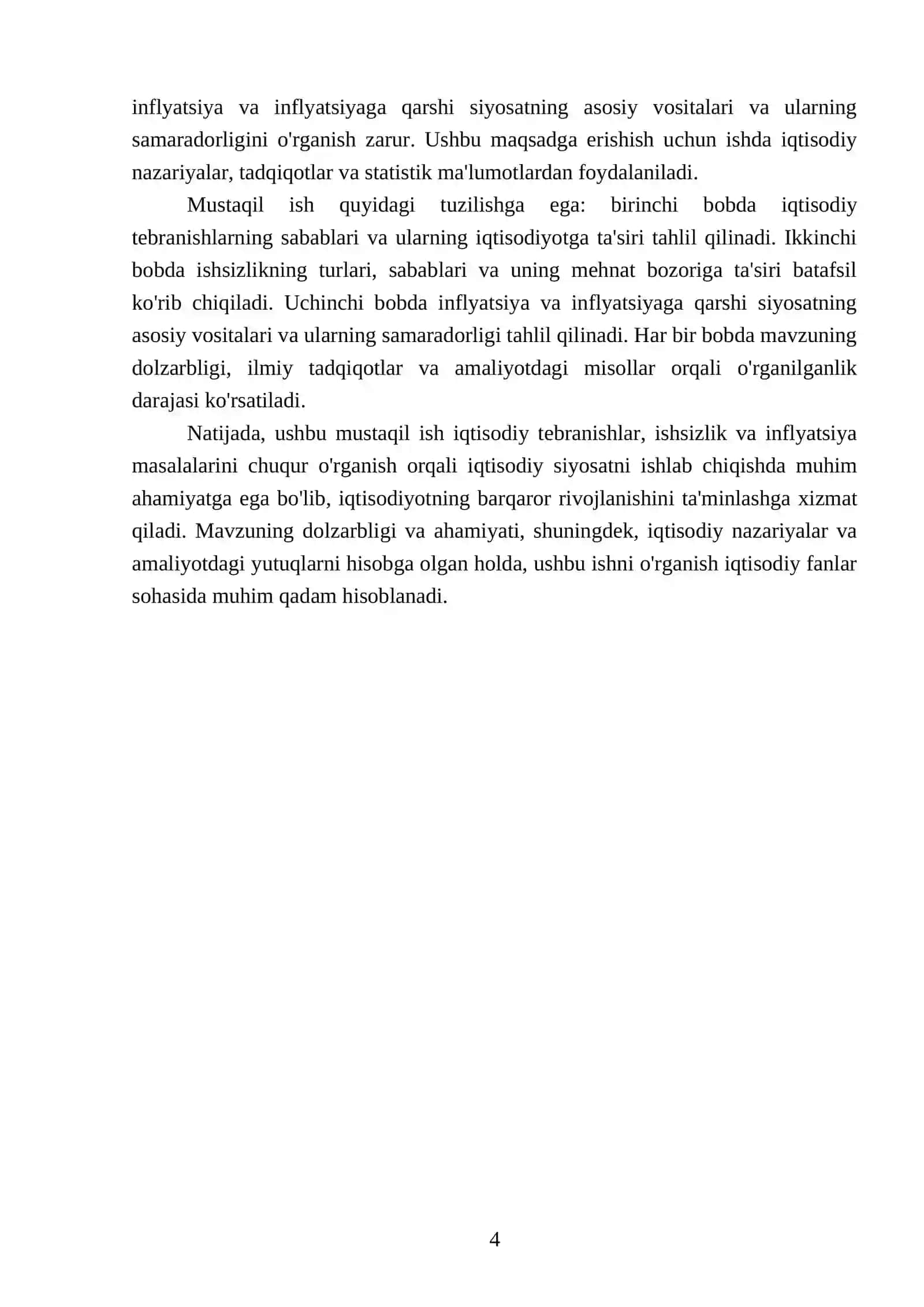 Iqtisodiy tebranishlar. Ishsizlik. Inflyatsiya va inflyatsiyaga qarshi siyosat 4