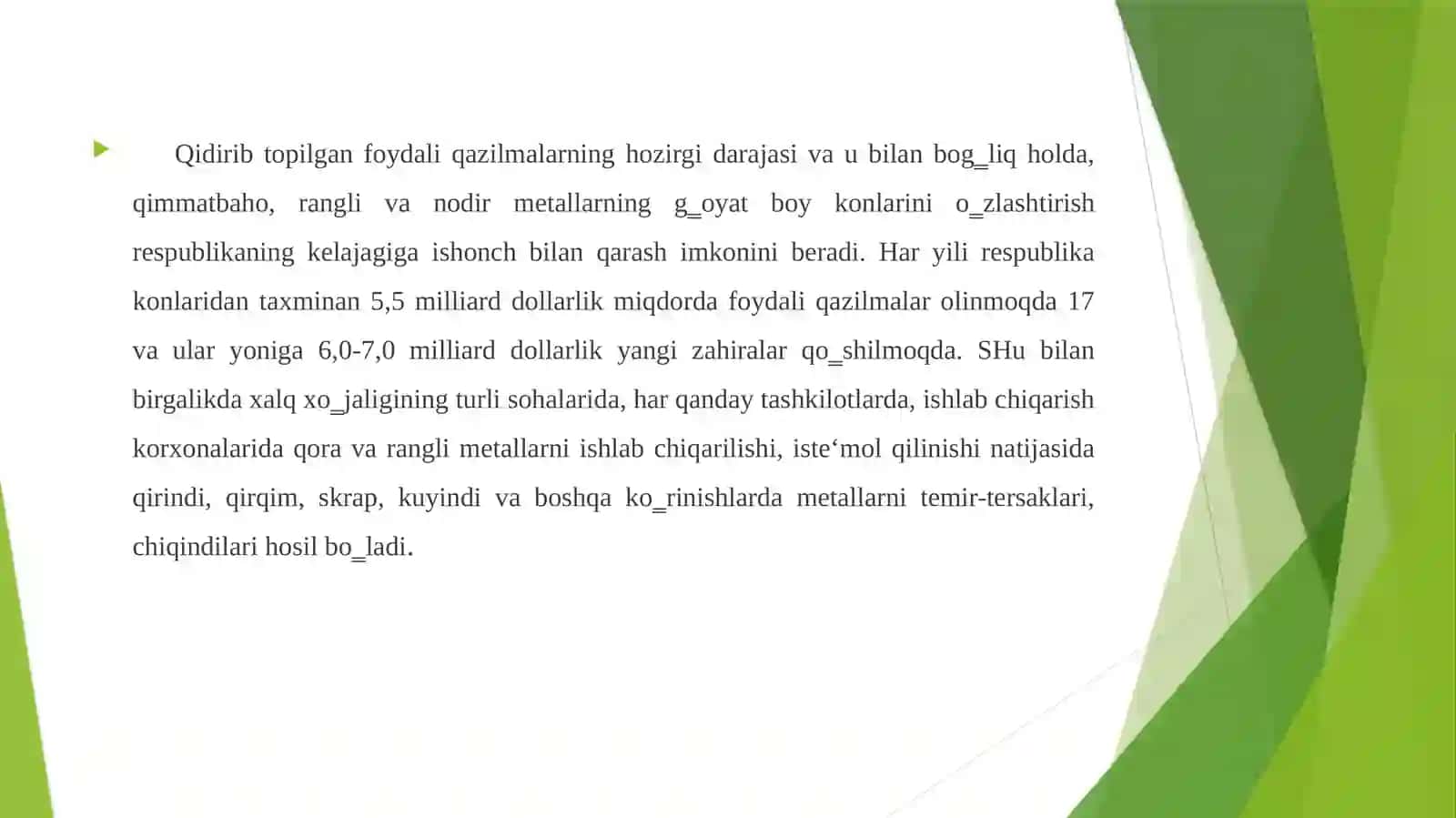 O’zbekistonda va horijiy davlatlarda metal parchalari va chiqindilarini qayta ishlashning rivojlanishi 4