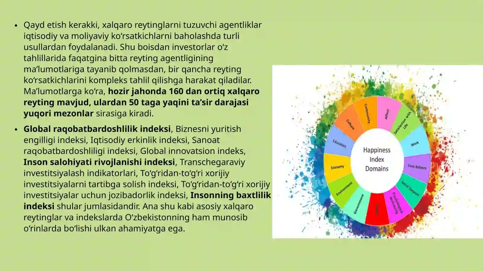 O‘ZBEKISTON RESPUBLIKASINING XALQARO REYTING VA INDEKSLARDAGI O‘RNI VA NUFUZINI ORTIB BORISHI 4