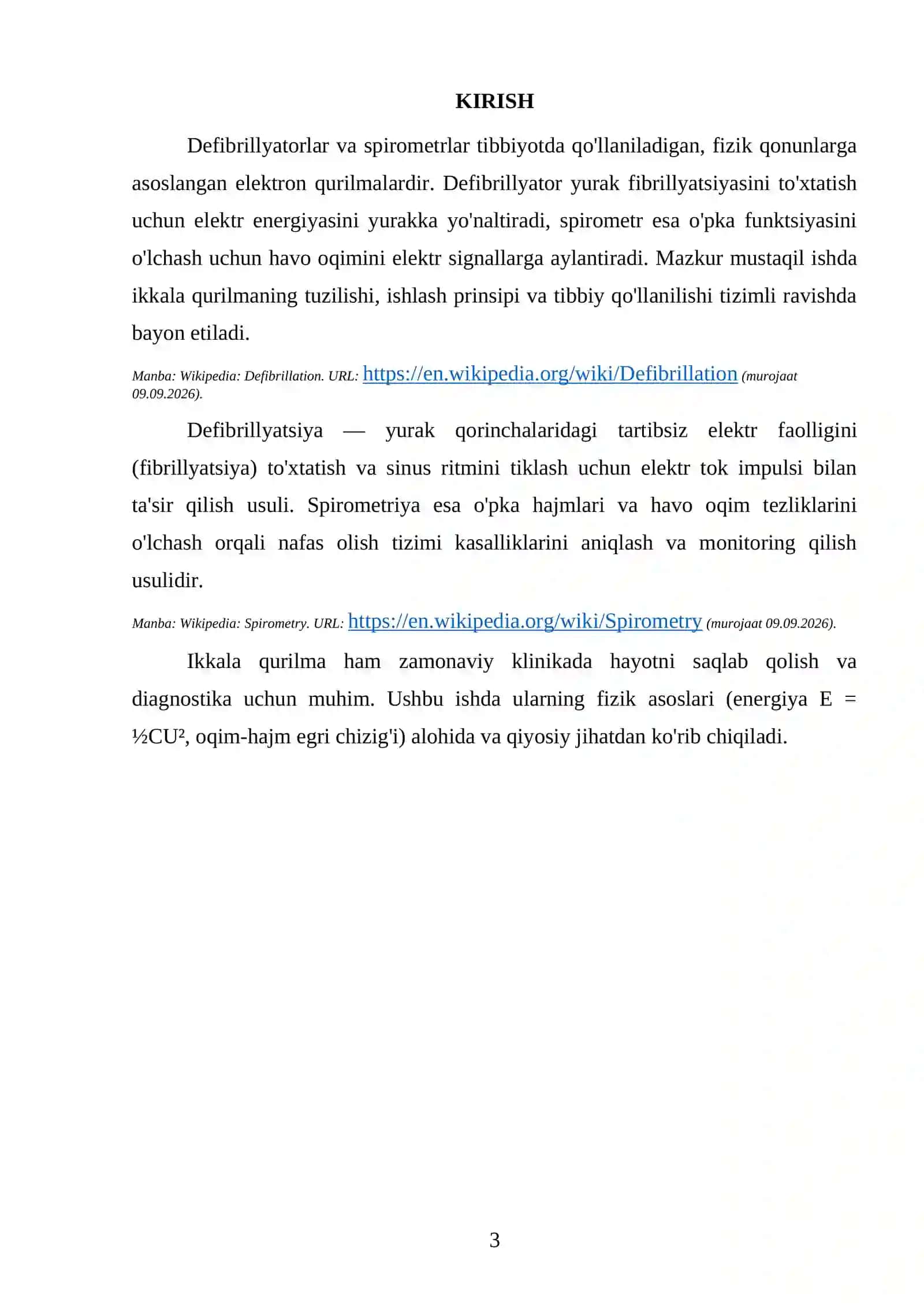 DEFIBRILLYATORLAR VA ULARNING ISHLASH PRINSIPLARI. SPIROGRAFIYA APPARATI 4