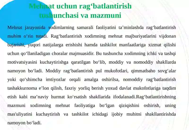 MEHNAT UCHUN RAG‘BATLANTIRISH TUSHUNCHASI 4