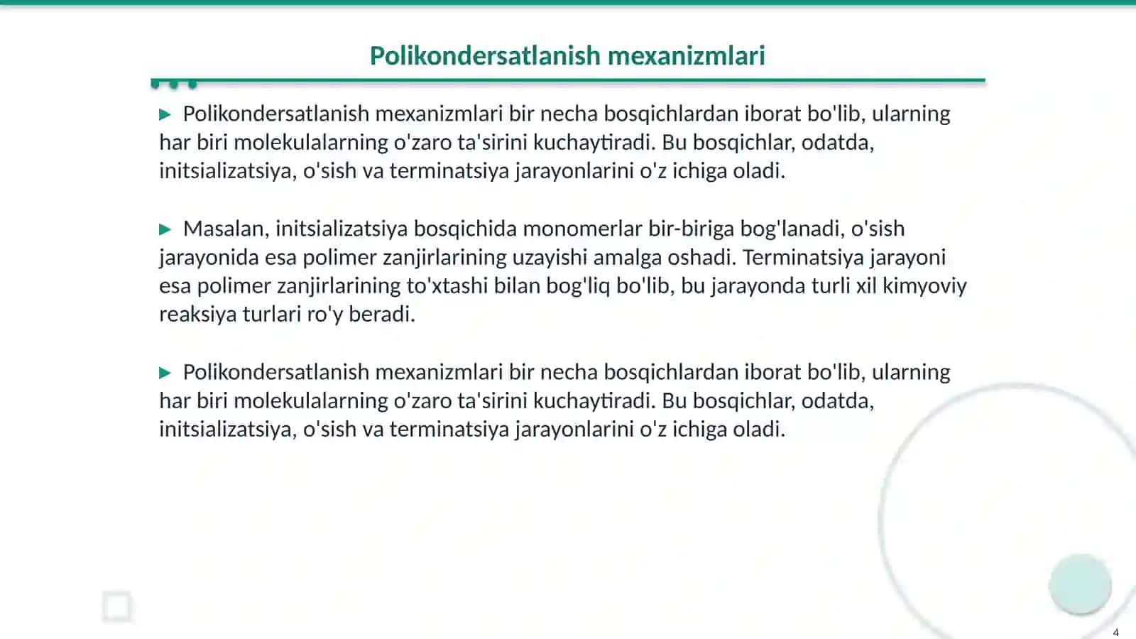 Fazoviy polikondersatlanish reaksiyalari;usullari, mexanizmlari va ahamiyati 4